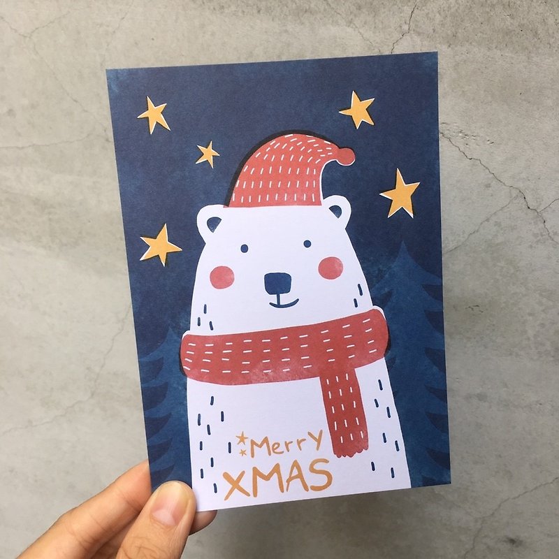 圣诞明信片-大白熊 - 卡片/明信片 - 纸 