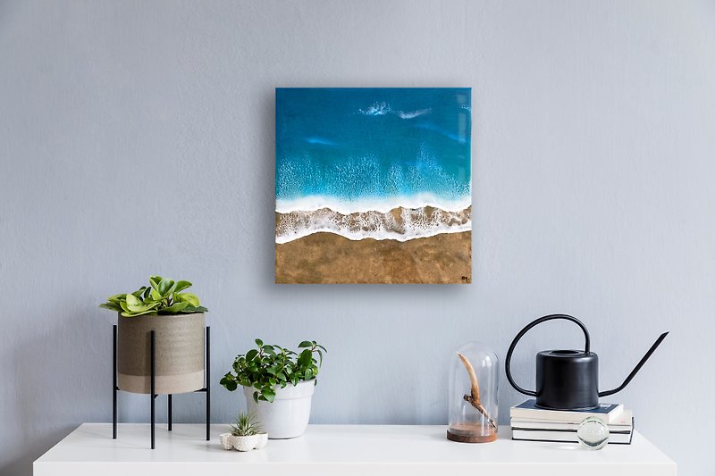 Ocean Painting, Wall Art, Home Deco, Housewarming, Wedding gift - 海报/装饰画/版画 - 树脂 蓝色