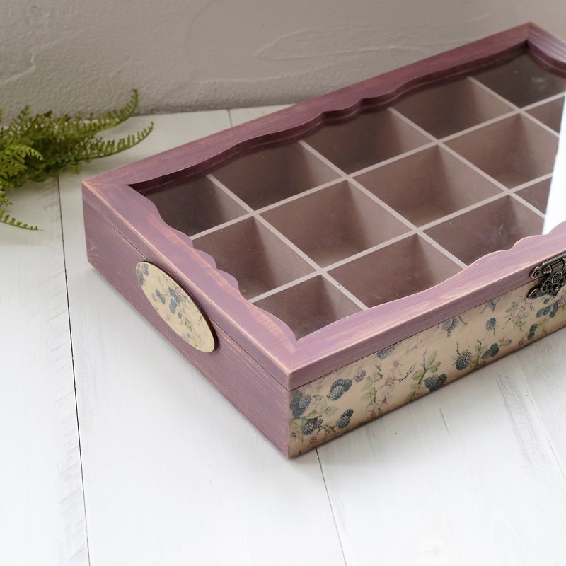 复古饰品收纳盒 玻璃实木盒 戒指 项链 - 其他 - 木头 紫色