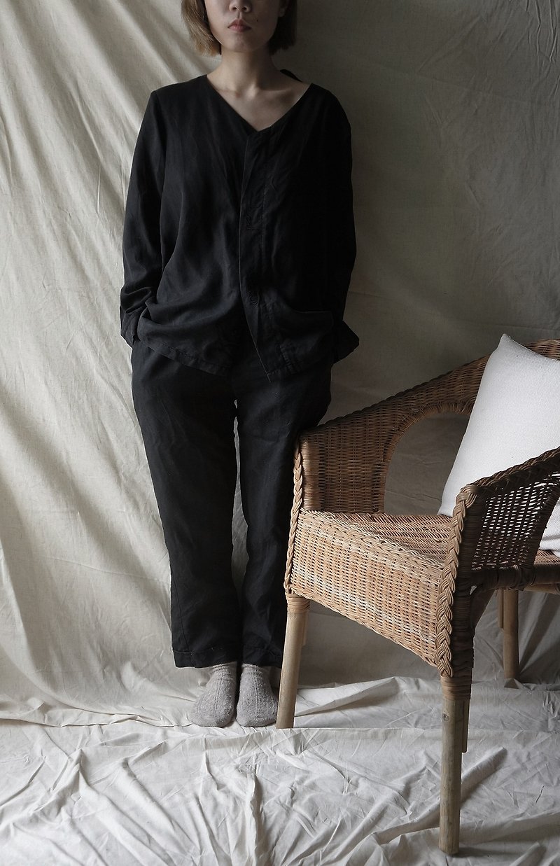 pyjamas BLACK 黑色高级刺绣天丝睡衣套装 - 居家服/睡衣 - 丝．绢 黑色