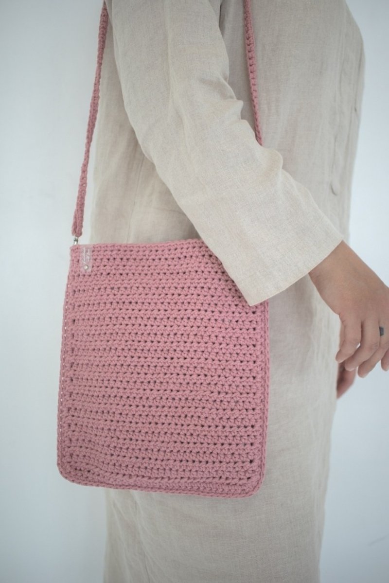 长手柄斜背包 - 手提包/手提袋 - 棉．麻 粉红色