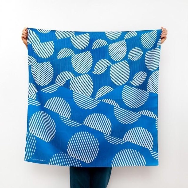 Dots Blue Furoshiki Scarf - 丝巾 - 棉．麻 蓝色