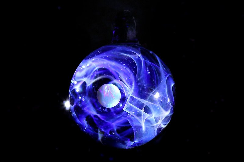 宇宙ガラス 星雲状銀河 no.822 - 颈链 - 玻璃 蓝色