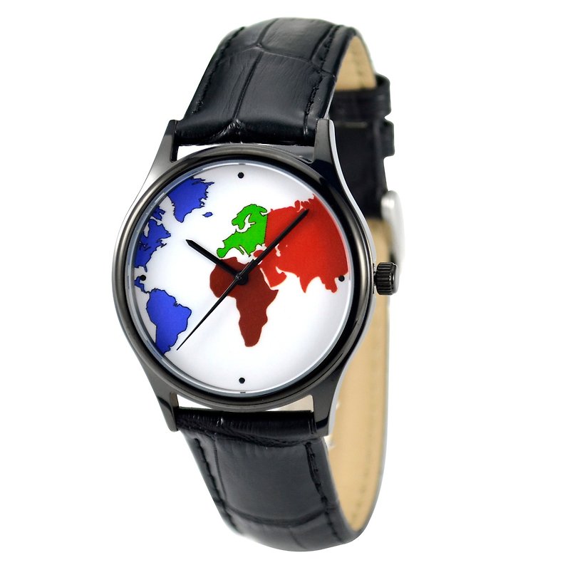 彩色世界地图手表 - 男女皆宜 - 全球包邮 - 女表 - 其他金属 多色