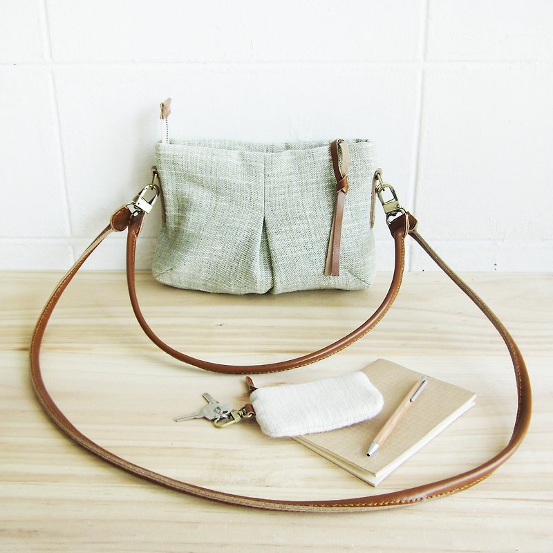 Green Cross-body and Shoulder Mini Skirt Bags Size S  Botanical Dyed Cotton - 侧背包/斜挎包 - 纸 绿色