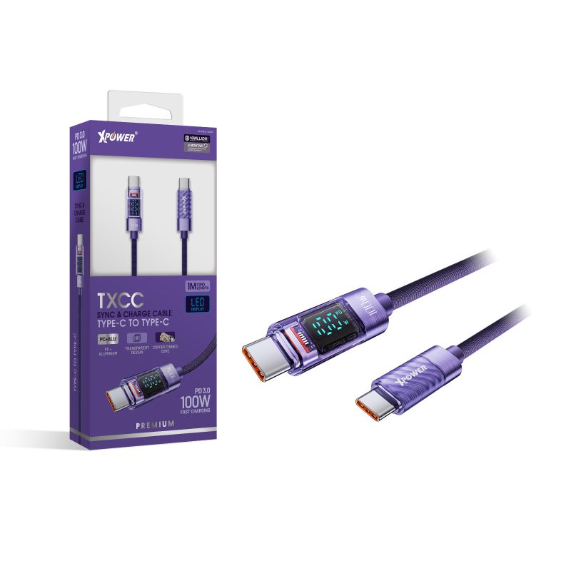 XPower (紫色)TXCC 1米 100W高速传输充电Type-C TO Type-C线 - 充电宝/传输线 - 其他金属 紫色