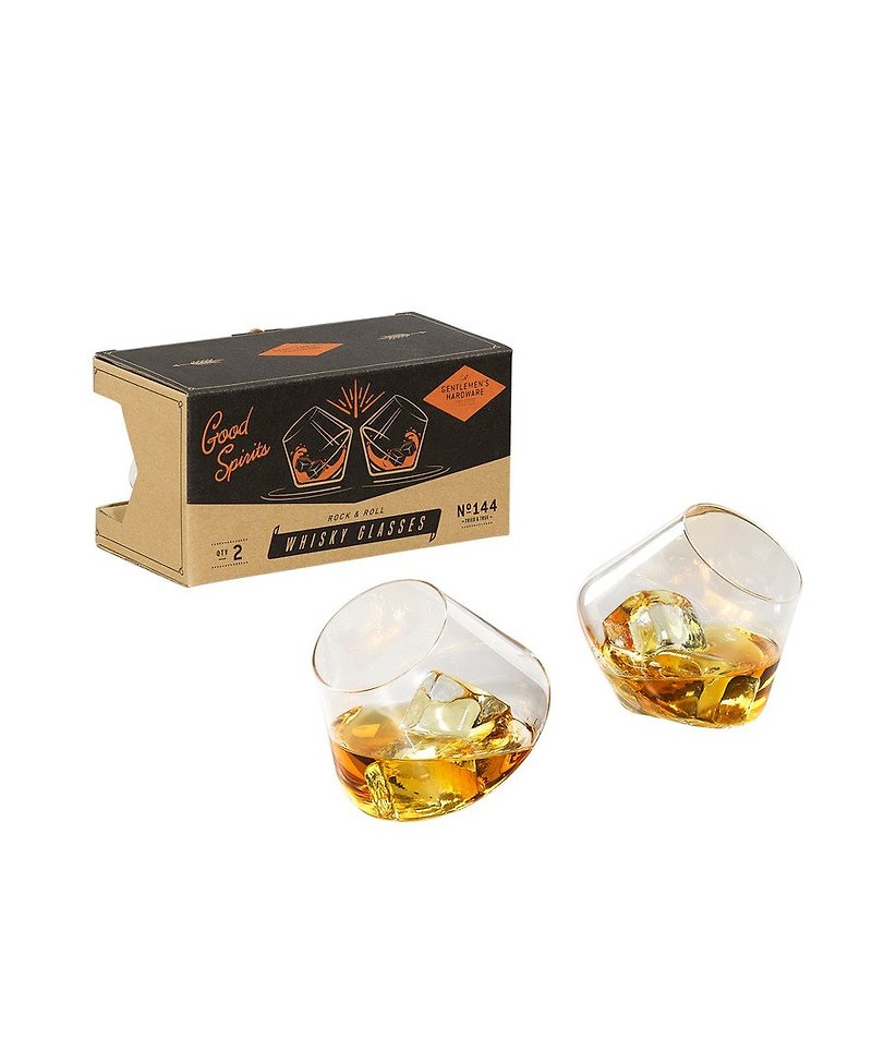 英国Gentlemen威士忌陀螺摇滚造型玻璃酒杯礼盒组(一组两杯入) - 茶具/茶杯 - 琉璃 透明