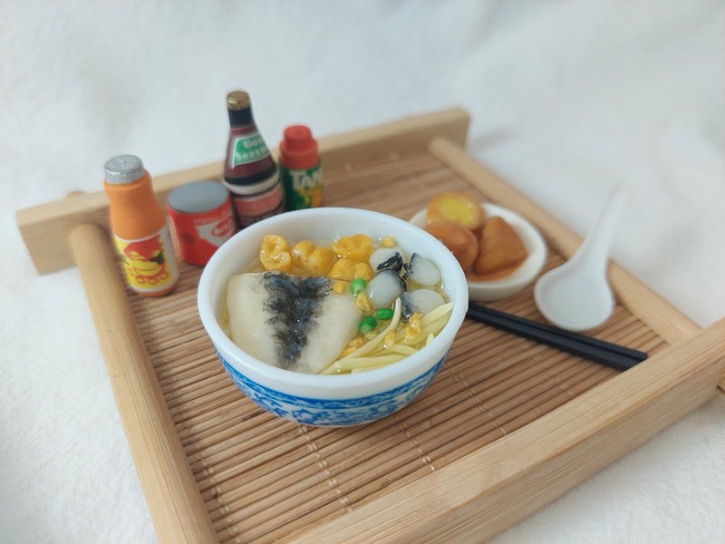 【台湾味】仿真台南虱目鱼肚咸粥摆饰、吊饰、磁铁 - 吊饰 - 粘土 