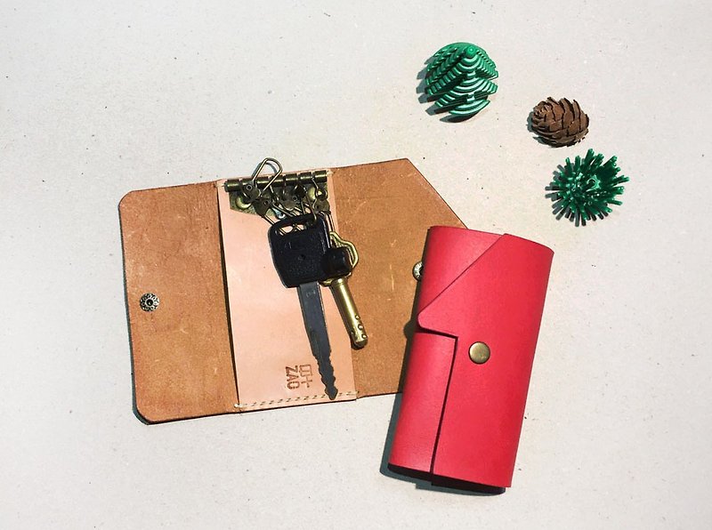 家的钥匙包(含英文打字/4色) - 钥匙链/钥匙包 - 真皮 卡其色