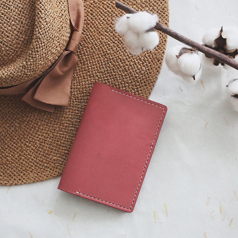 Vegetable Tanned Leather Passport Holder - Dusty Pink - 护照夹/护照套 - 真皮 粉红色