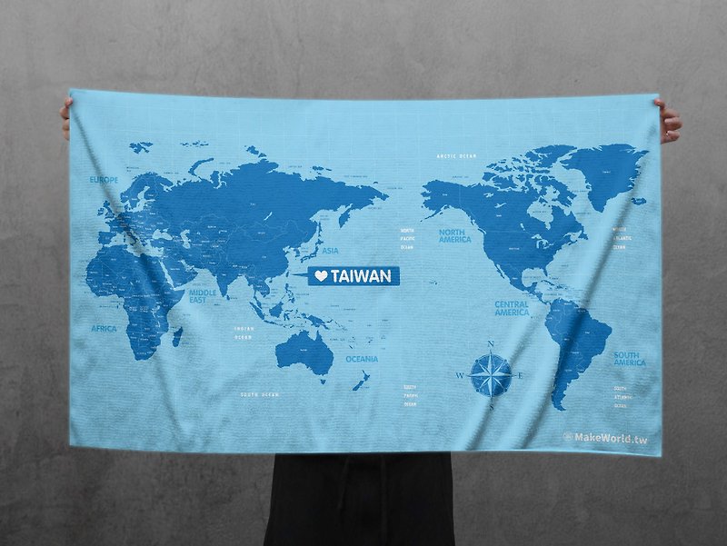 Make World地图制造运动浴巾(水蓝) - 毛巾浴巾 - 聚酯纤维 