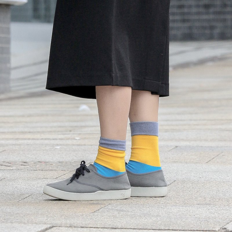 英伦风设计袜∣简约缤纷撞色 - polygiene抑菌除臭-台湾制,袜子 - 袜子 - 棉．麻 黄色