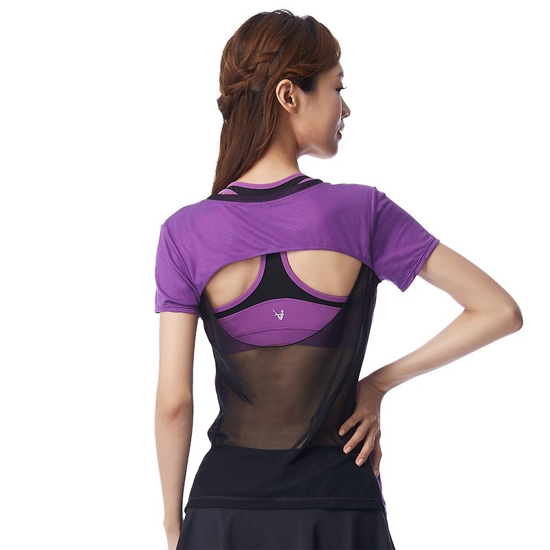【MACACA】羽纹秘语罩衫-AUA2112 紫 - 女装瑜珈服 - 聚酯纤维 紫色