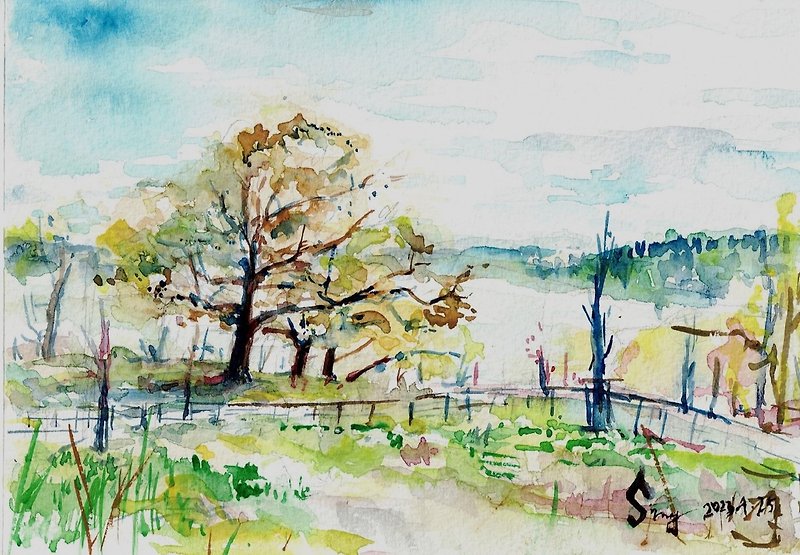 Original Painting - Tree in Windermere, UK - 卡片/明信片 - 纸 