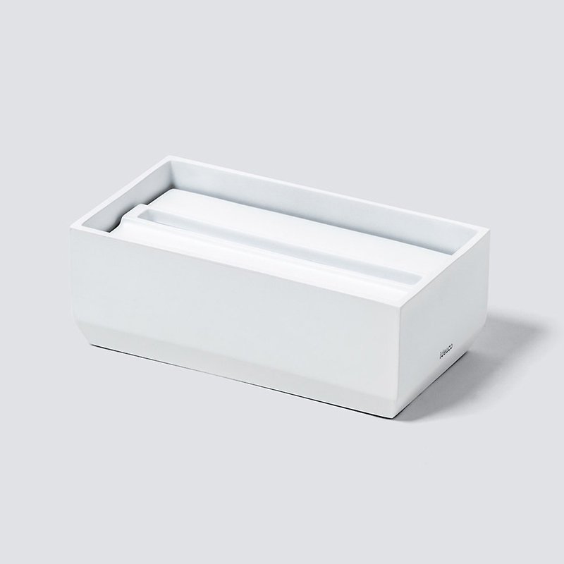 日本ideaco 下降式沉盖磨石面纸盒 - 纸巾盒 - 环保材料 白色