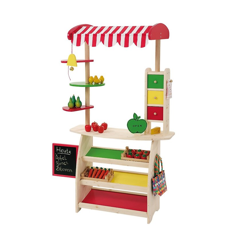 黄绿红疯派对。木制玩具店铺 - 玩具/玩偶 - 木头 多色