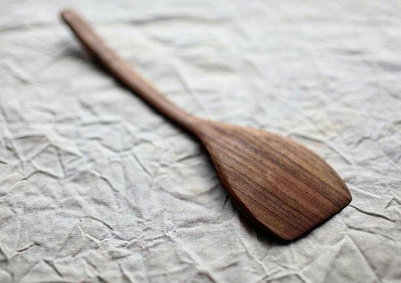 手工柚木平锅铲 - 厨房用具 - 木头 咖啡色