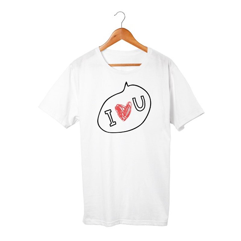 I Love U T-shirt - 中性连帽卫衣/T 恤 - 棉．麻 白色