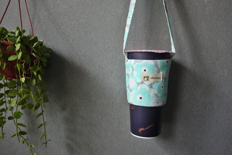 环保 礼物首选饮料提袋 罂粟 (蒂芬尼蓝) - 随行杯提袋/水壶袋 - 棉．麻 