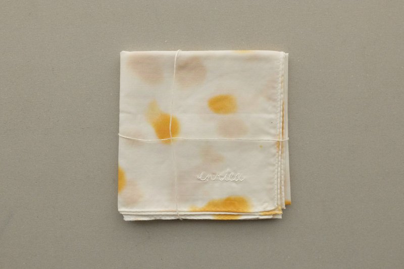 enrica handkerchief L / 変わり水玉プリント yellow - 手帕/方巾 - 棉．麻 白色
