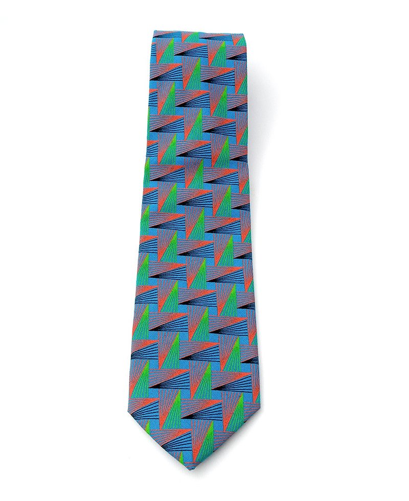COLOURFUL GEOMETRIC TIE - 领带/领带夹 - 棉．麻 蓝色