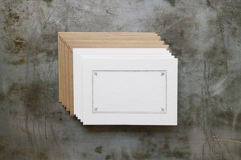 活版印刷短篇小卡 / 边框 (5份入) - 卡片/明信片 - 纸 白色
