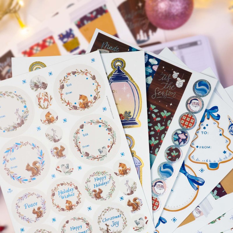 Christmas Planner Stickers and Gift Tags, Labels (8 Sheets, 180+ Stickers) - 贴纸 - 纸 多色