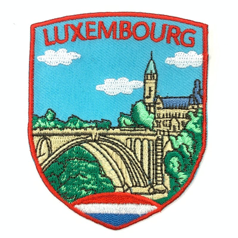 卢森堡城市刺绣袖标 布标 布贴 补丁 贴布绣 臂章 - 徽章/别针 - 绣线 多色