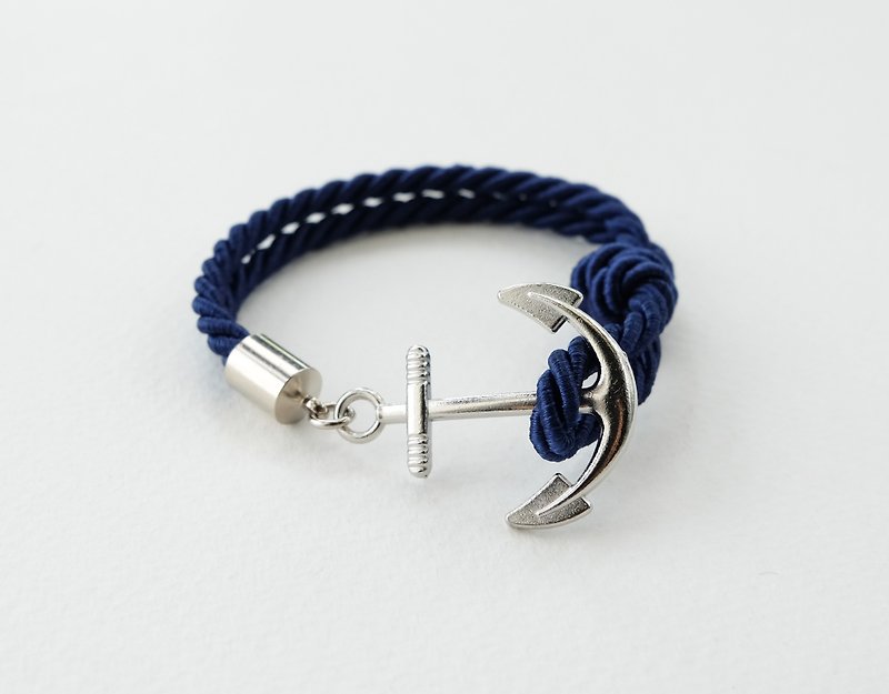 Anchor bracelet / Navy blue twisted rope - 手链/手环 - 纸 蓝色