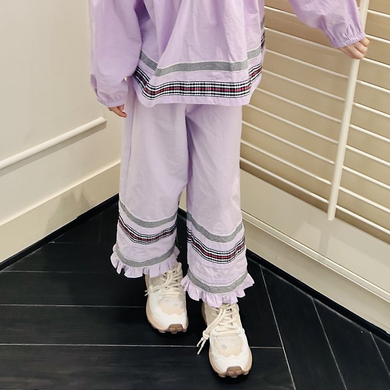 民族风紫色花边裤 / 长裤 裤子 童装 - 童装裤 - 棉．麻 紫色