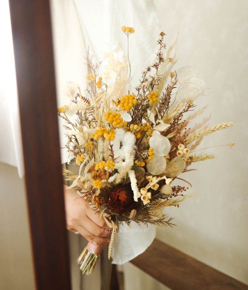 日系大地色干燥捧花 婚礼捧花 拍照捧花 和服捧花 - 干燥花/捧花 - 植物．花 咖啡色