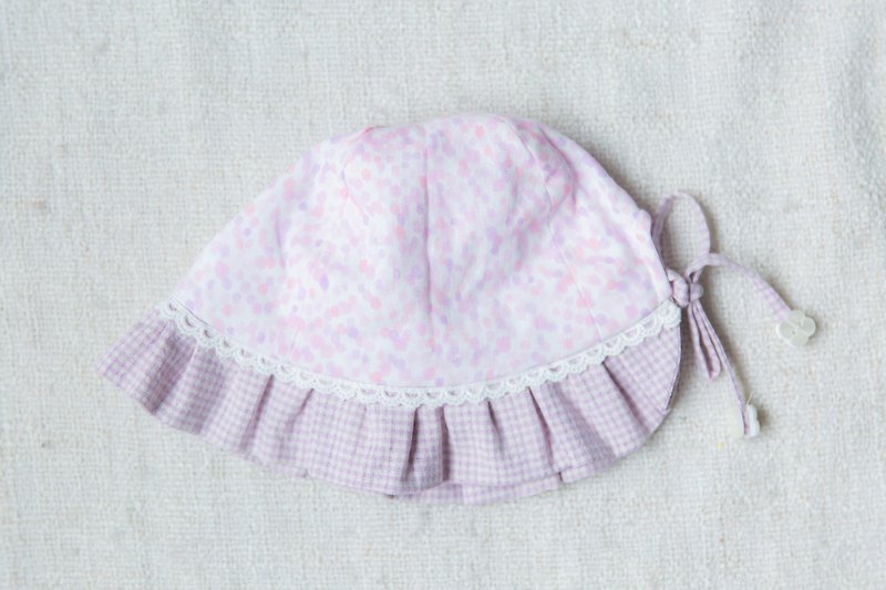  (春季特惠)手工荷叶边婴儿帽-紫玉 - 婴儿帽/发带 - 棉．麻 粉红色