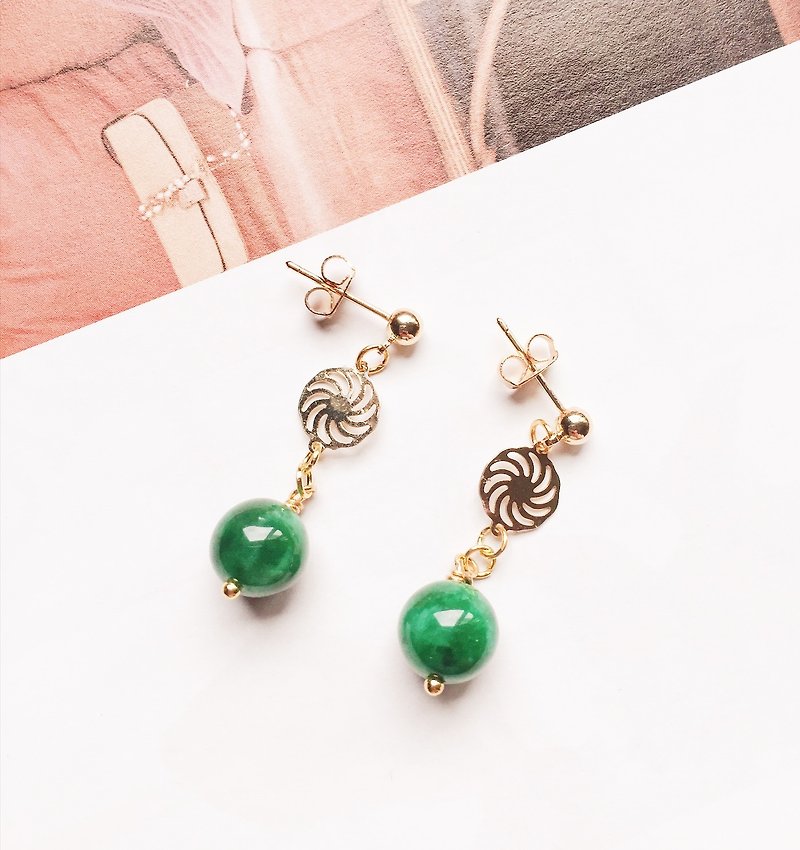 La Don  - 耳环 - 奶奶绿玉髓     耳针/耳夹 - 耳环/耳夹 - 其他金属 绿色