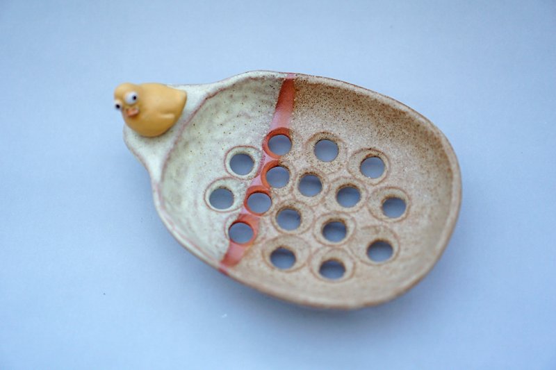  Soap dish , handmade ceramic , little duck - 花瓶/陶器 - 陶 卡其色