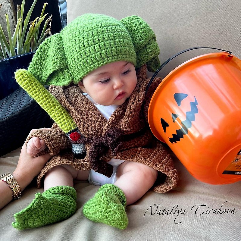Crochet Baby Yoda Outfit | Newborn Photo Prop | Baby Yoda - 其他 - 绣线 咖啡色