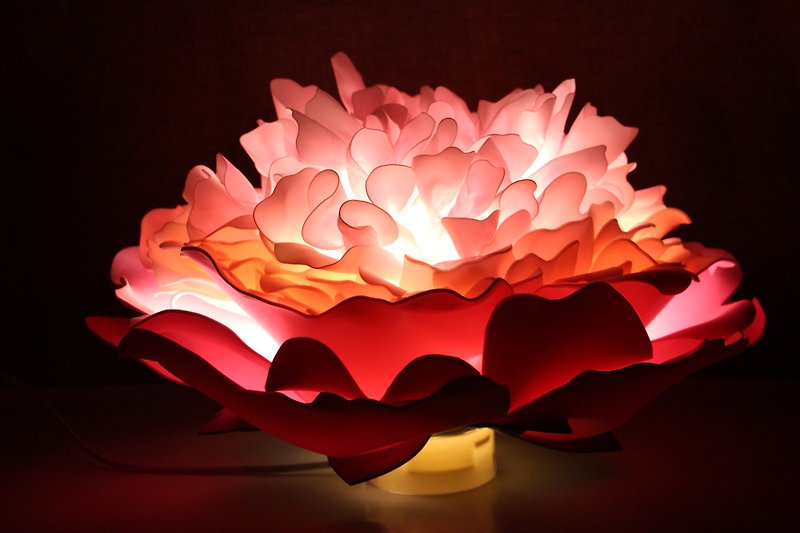 Pink peony lamp flower lamp night light Hand made lamp Unique gift - 灯具/灯饰 - 其他材质 粉红色