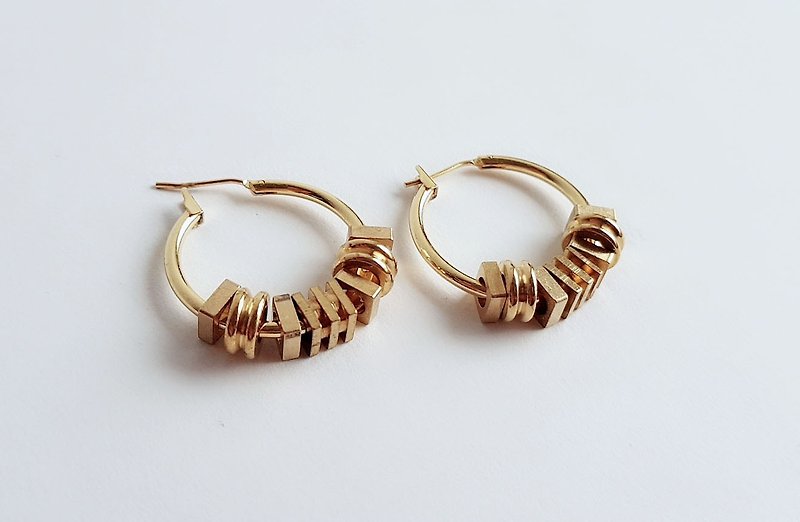 手作 环环 黄铜 • 耳环 - 耳环/耳夹 - 铜/黄铜 金色