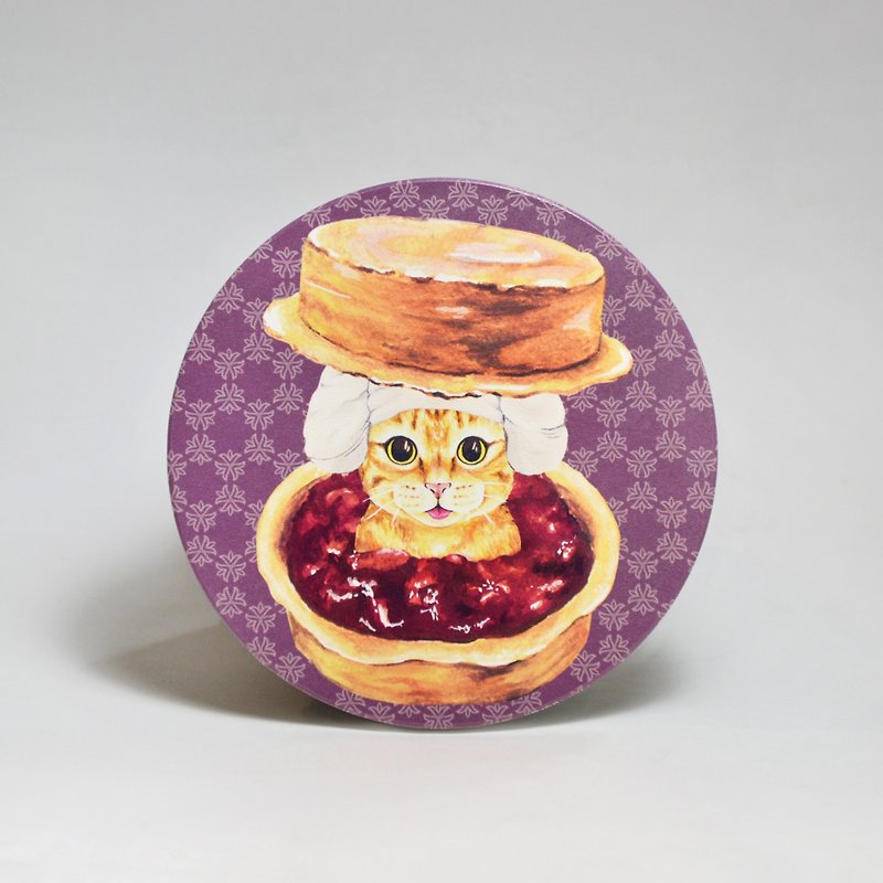 吸水陶瓷杯垫-橘猫红豆饼沙浴(送贴纸)(可加购定制文字) - 杯垫 - 陶 紫色