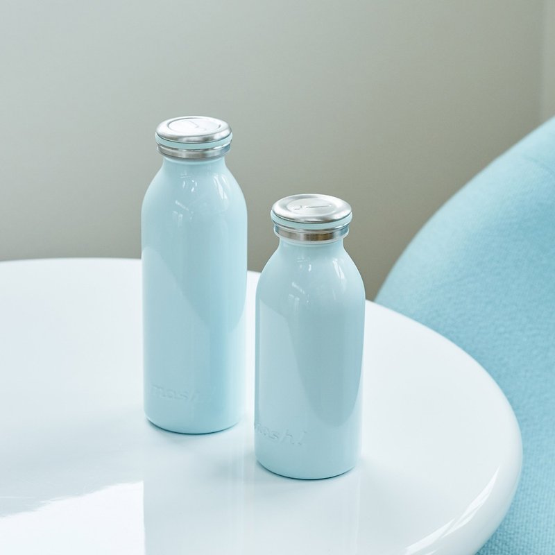 日本MOSH! 牛奶系保温保冷瓶450ML(天空蓝) - 保温瓶/保温杯 - 不锈钢 蓝色