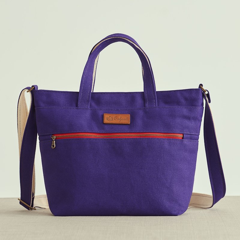 Sif-R纯棉帆布磁扣托特包紫(加码送手制零钱包) - 手提包/手提袋 - 棉．麻 紫色