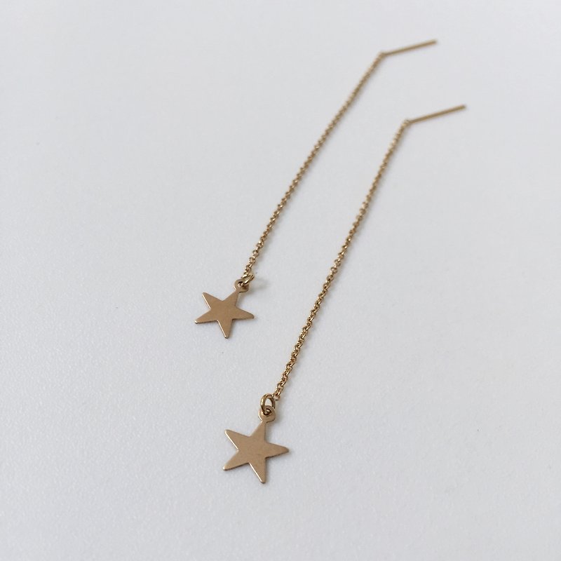 星。包金链式耳环 - 耳环/耳夹 - 其他金属 金色
