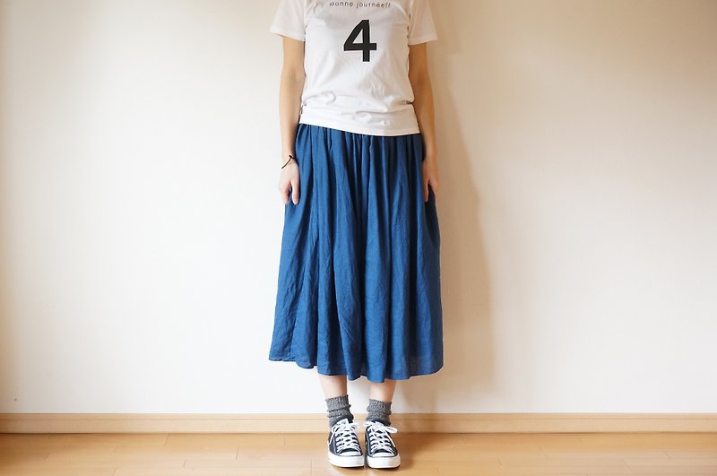 French linen gather skirt Ladies size - 裙子 - 棉．麻 
