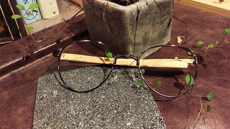 Mr.Banboo F系列【冷金属遇上有温度的竹子】有故事的 台湾手工眼镜 - 眼镜/眼镜框 - 竹 卡其色