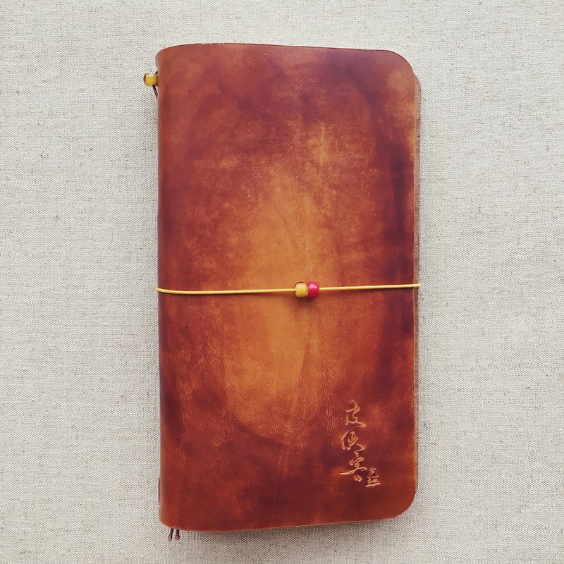 旅行笔记本 TN 标准本 意大利植鞣革 纯手工黄棕色皮具设计定制 - 笔记本/手帐 - 真皮 