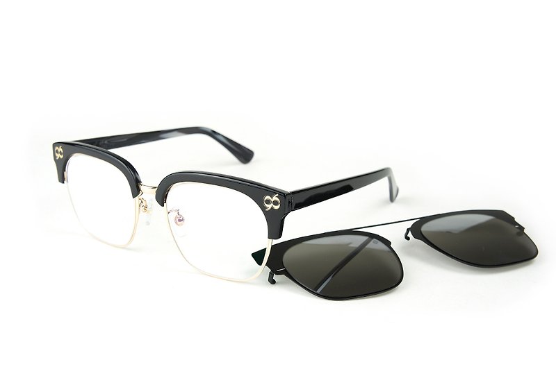 BEING 平光+前挂式太阳眼镜- 黑色(曜黑内敛) / 在家也可试戴,欢迎预约 - 眼镜/眼镜框 - 其他材质 黑色