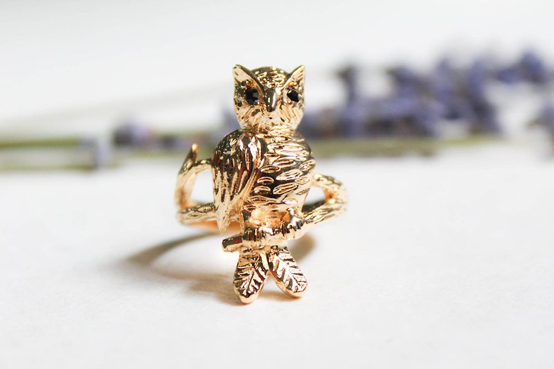猫头鹰黄铜戒指 - 戒指 - 其他材质 