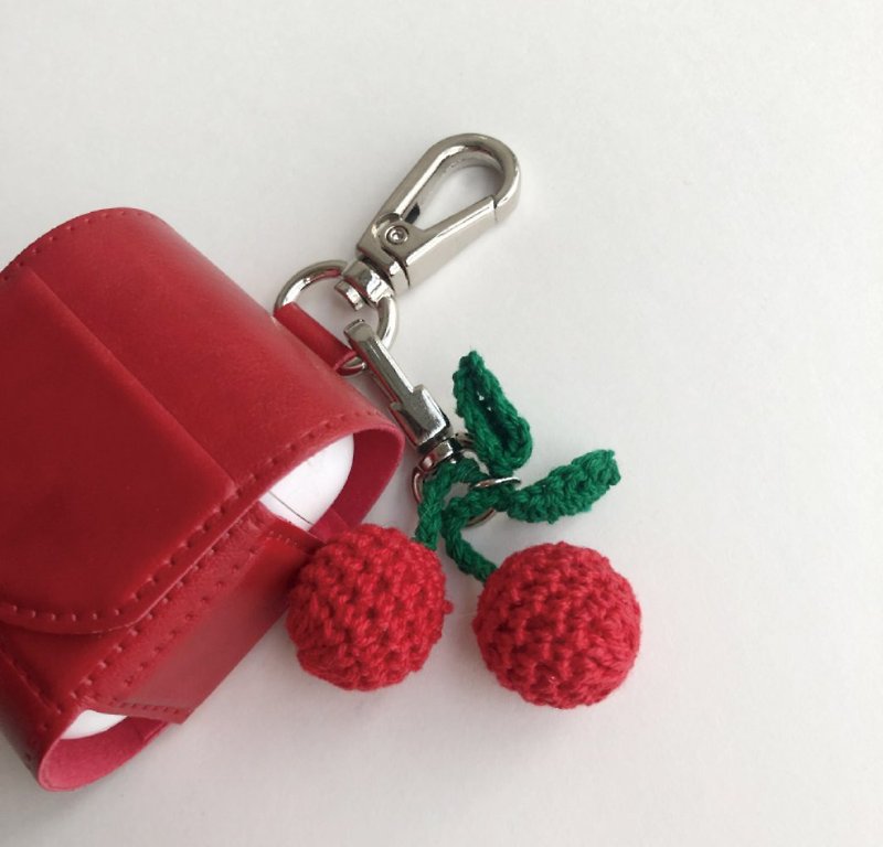 樱桃 毛线 钥匙圈 / 吊饰 / 编织 - 钥匙链/钥匙包 - 绣线 红色