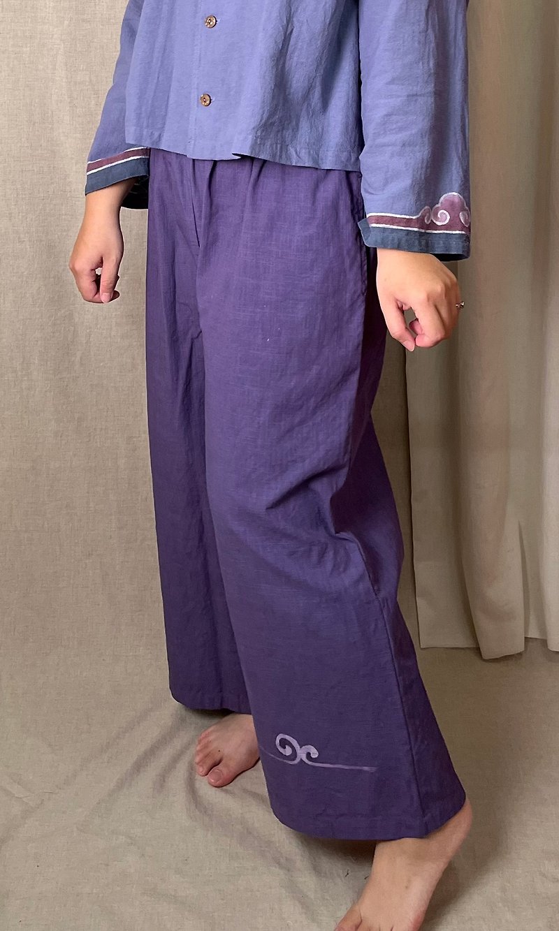 织足-手染蜡染长裤 - 女装长裤 - 棉．麻 紫色