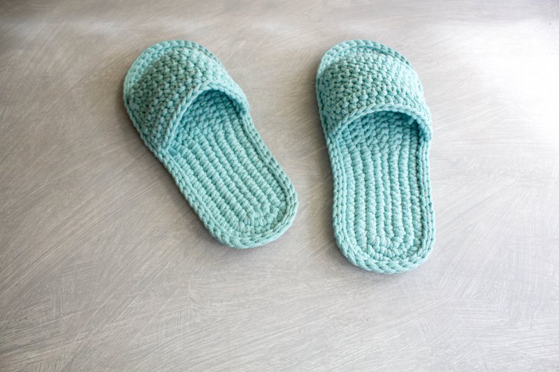 Slippers for men - Home slippers - Knitting shoes - 拖鞋 - 棉．麻 绿色