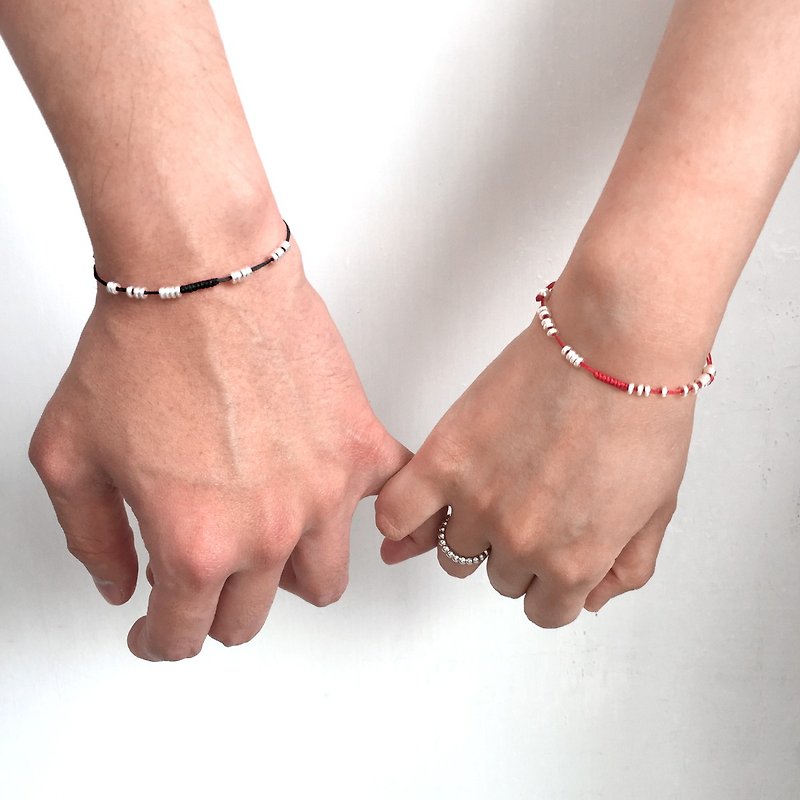 姻缘手链|珠珠手链|情侣手链|银珠手绳|情人节礼物 (套装) - 手链/手环 - 银 